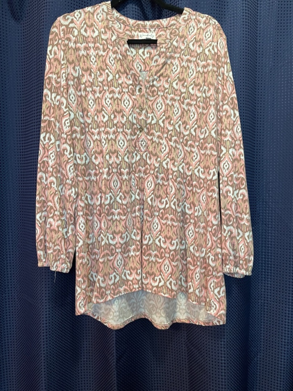 Wonderly Pink Cream Patterned Long Sleeve Blouse - Picture 10 of 15